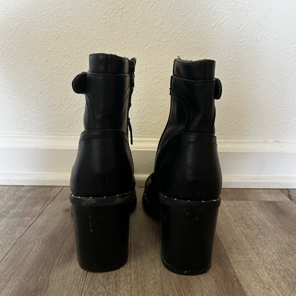 Black Studded Combat Heeled Booties - Picture 4 of 5